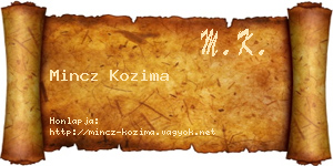 Mincz Kozima névjegykártya